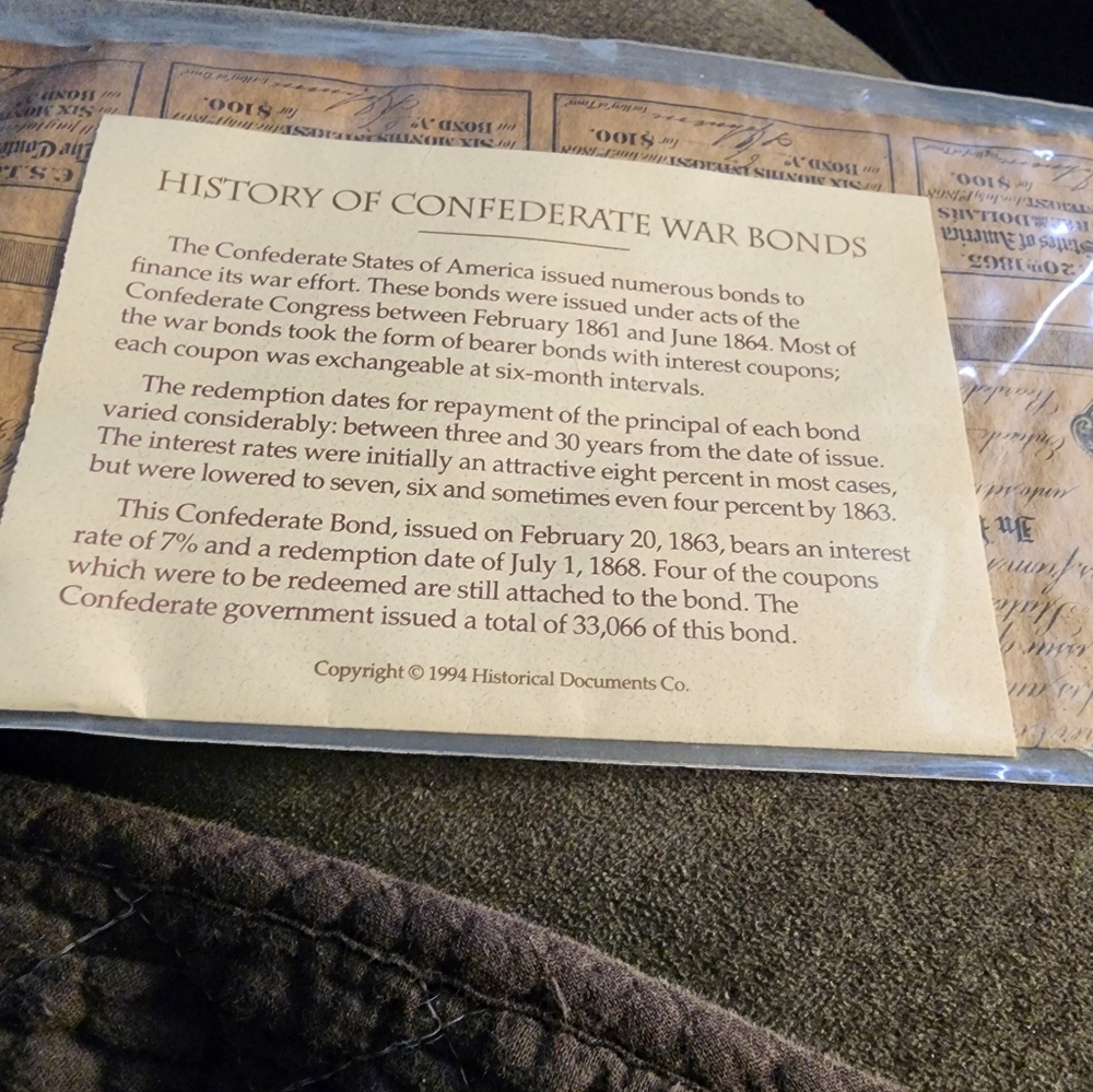 Replica War Bond 1863
